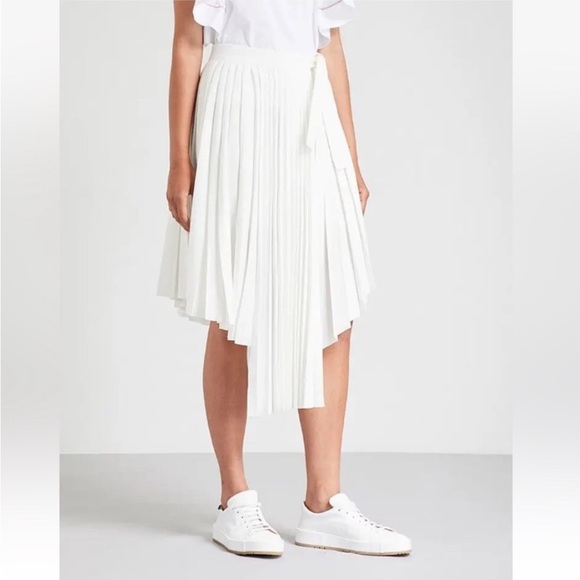 Maje Dresses & Skirts - Maje The Jaxy Asymmetrical Pleated Midi Skirt in White Size 36/Medium.